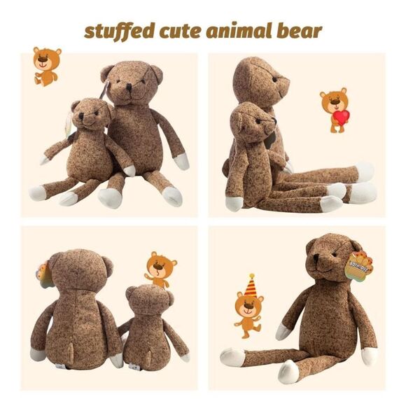 Stuffed Animal Bears for Babies, Kids, Brown Bear 2pcs - Picture 3 of 5